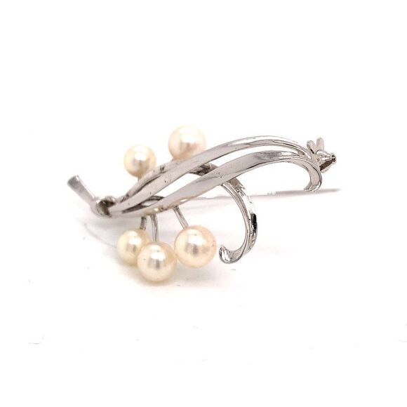 Mikimoto Estate Akoya Pearl Brooch Pin Sterling Silver 6.6mm 5.43 gr M185 - Picture 7 of 12